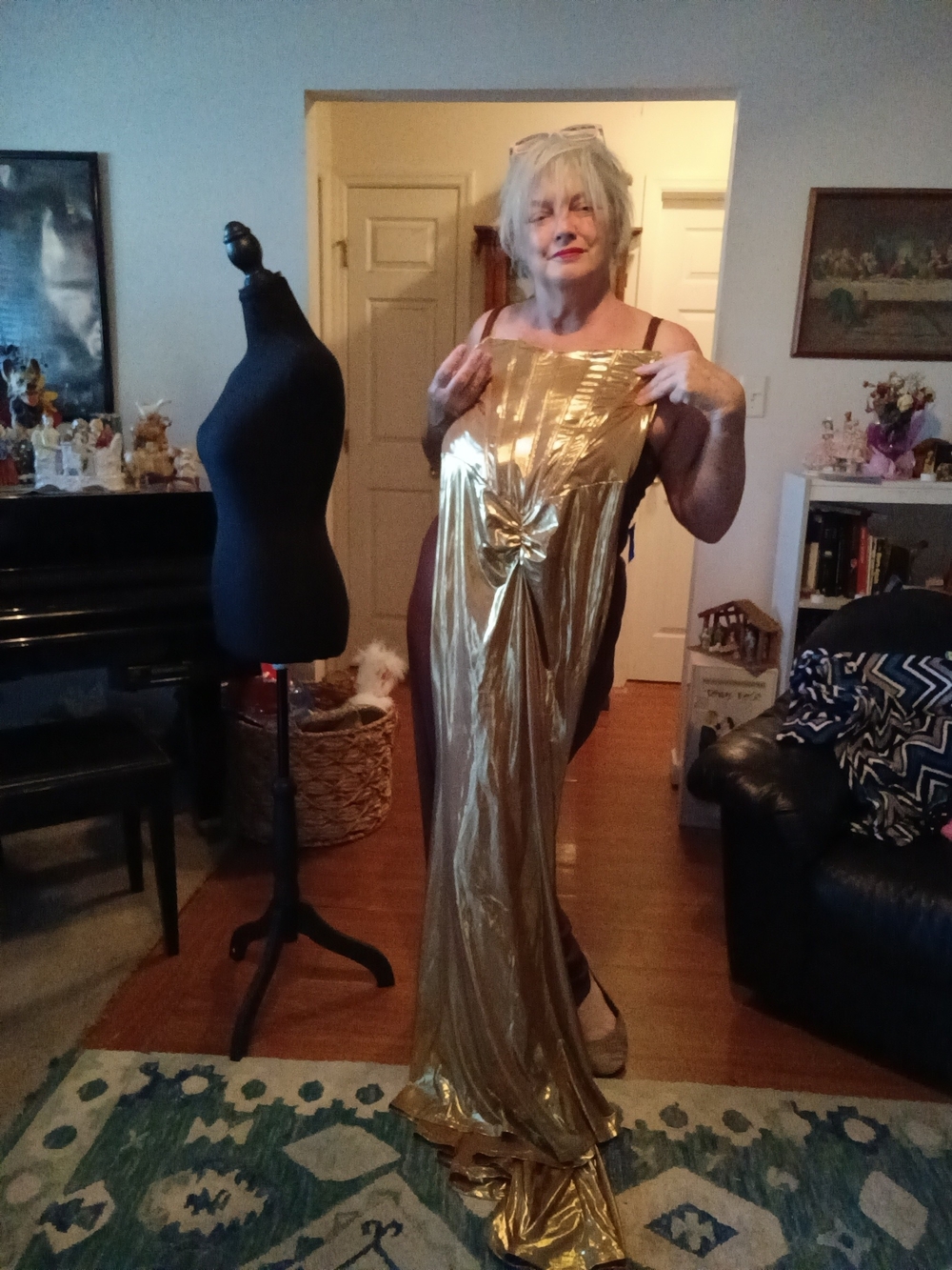 Gold Strapless Evening Dress - Elegant Metallic Gown
